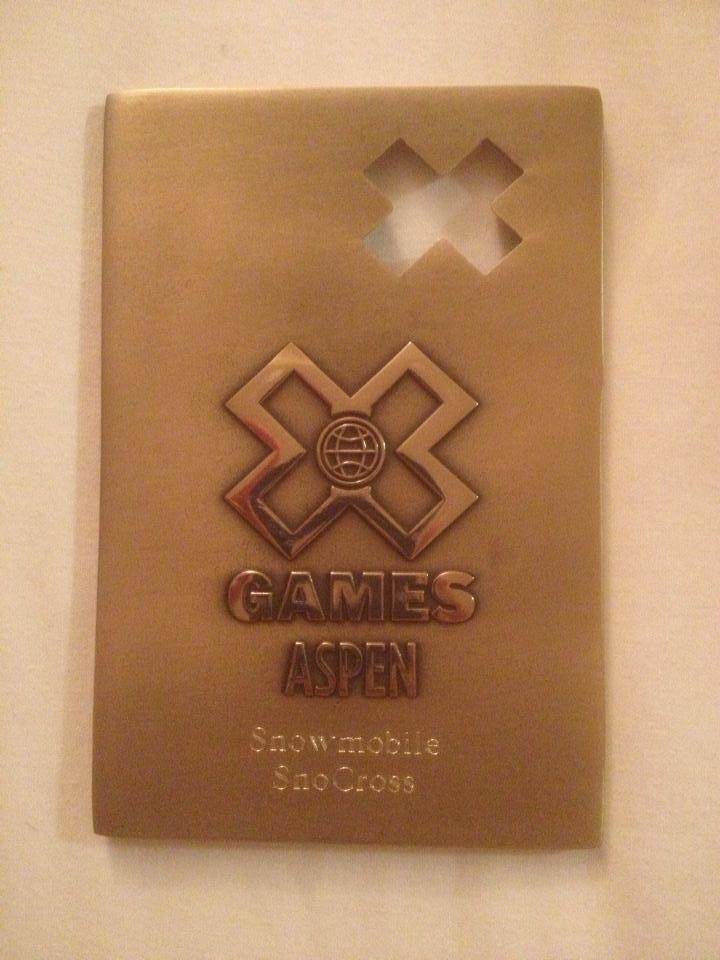 This is what an X games gold medal looks like.