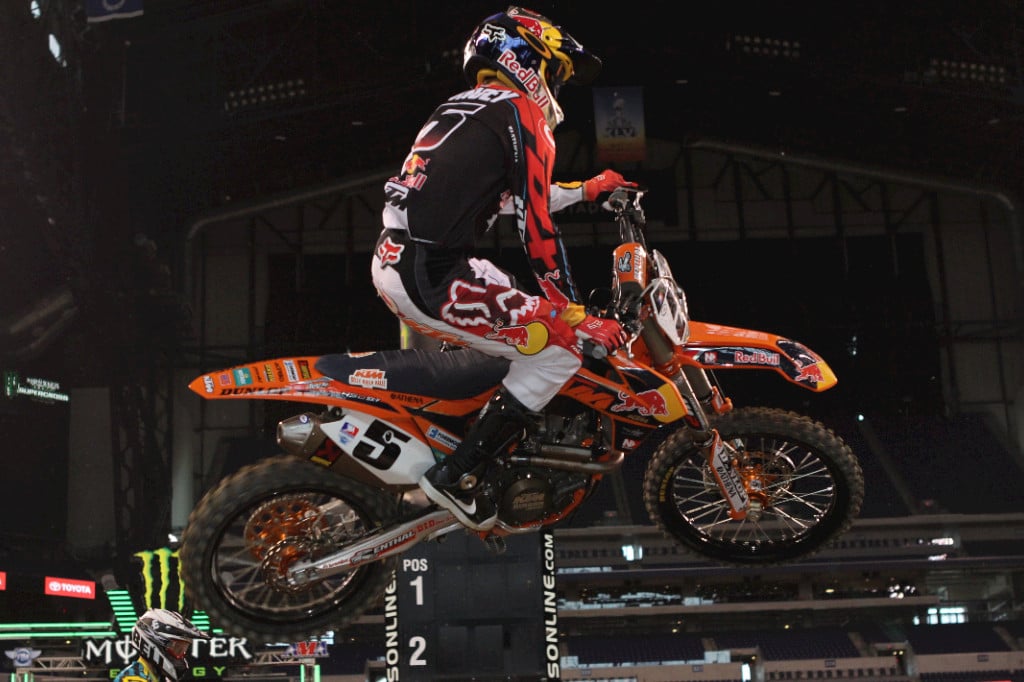 Dungey made all attempts to correct his rough launch by trying to throw the bike sideways while briefly in the air over the sand section.